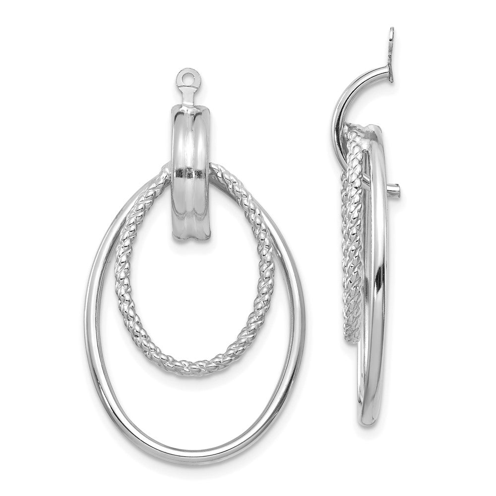 14K White Gold Polished Double Oval Doorknocker Earring Jackets