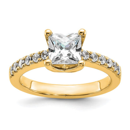True Origin 14K Yellow Gold 3/8 carat Lab Grown Diamond VS+ F+ Semi-Mount Princess Engagement Ring