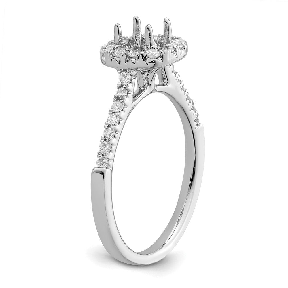 True Origin 14K White Gold 1/2 carat Lab Grown Diamond VS+ F+ Semi-Mount Asscher Halo Engagement Ring