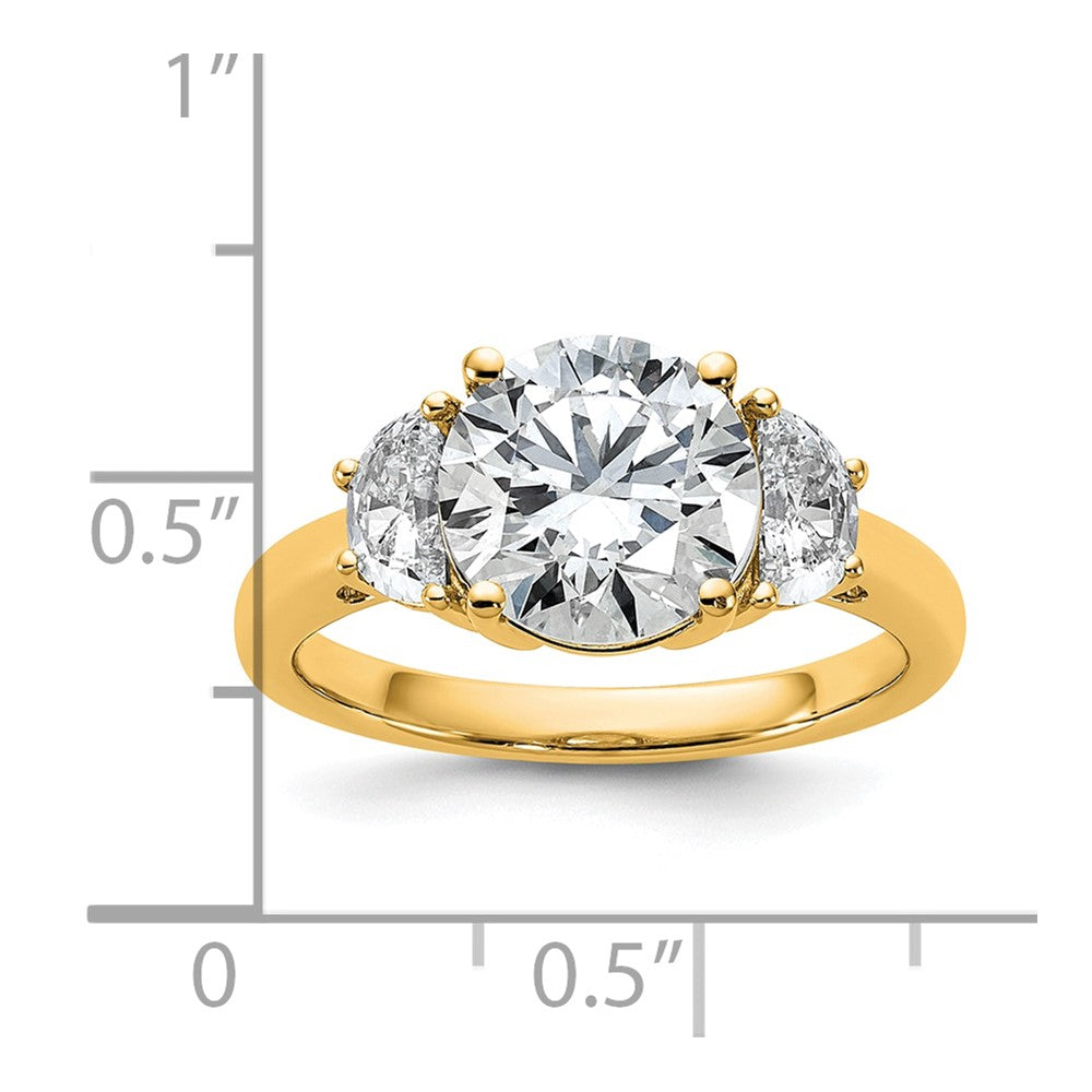 14K Yellow Gold 3 1/8 carat Certified Lab Grown Diamond VS/SI+ G+ Round Complete Three Stone Engagement Ring