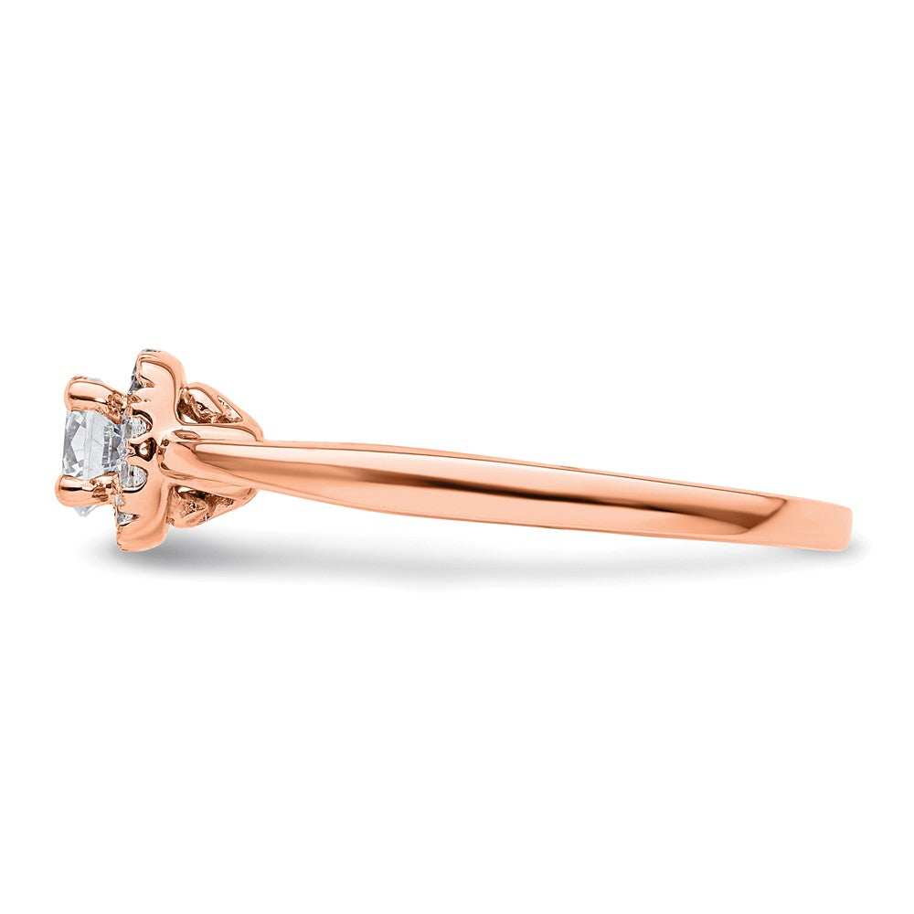 14K Rose Gold Halo (Holds 1/4 carat (4.1mm) Round Center) 1/8 carat Diamond Semi-mount Engagement Ring