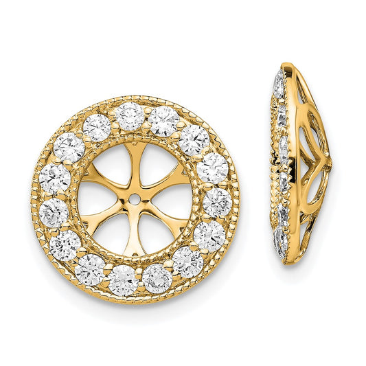 14K Yellow Gold 1 carat Diamond Circle Earring Jackets