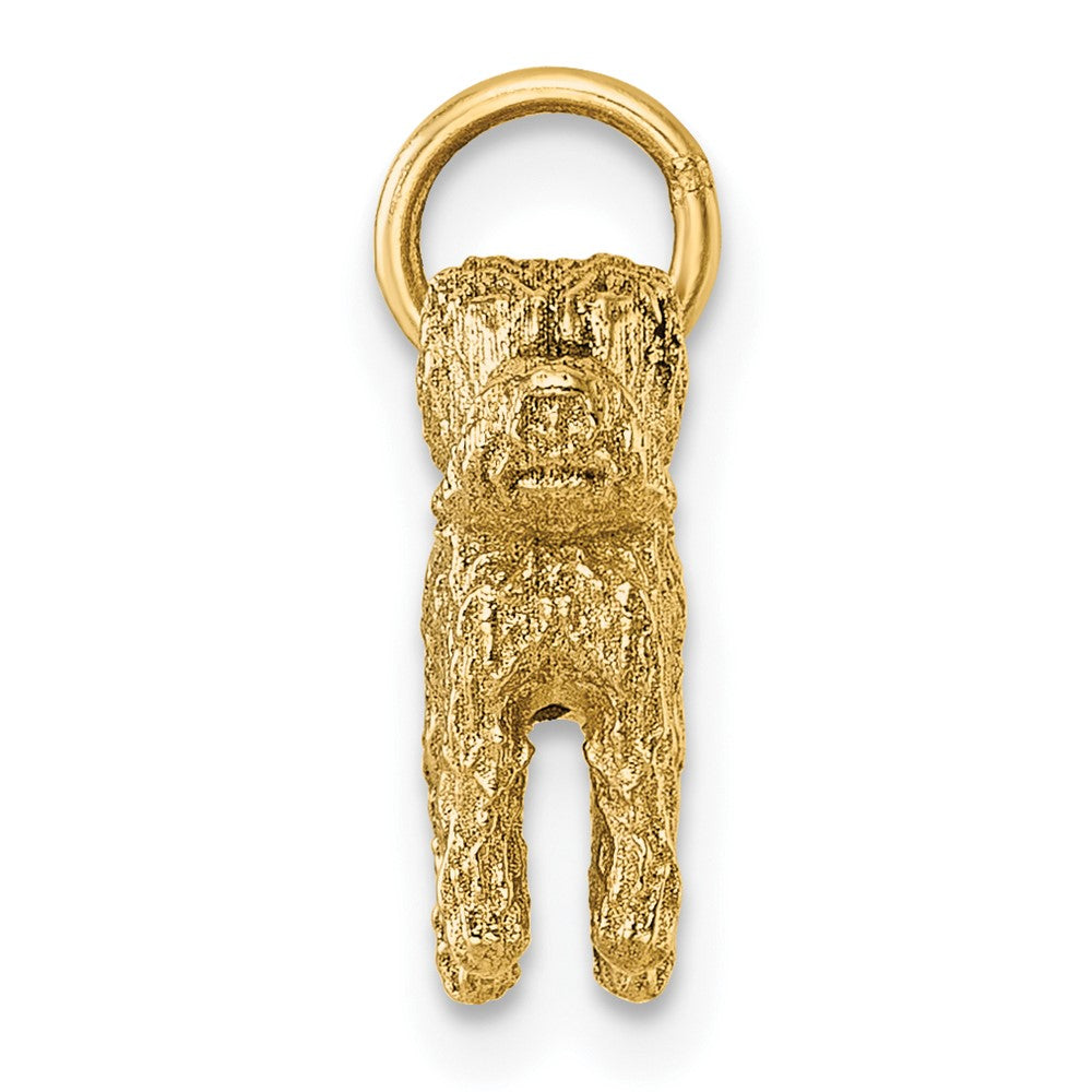 14K Yellow Gold Polished Furry Lab Dog Pendant