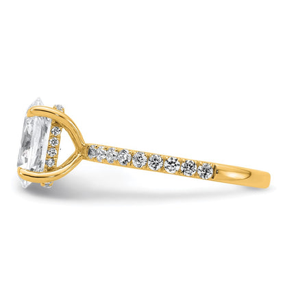 14K Yellow Gold 2 5/8 carat Certified Lab Grown Diamond VS/SI+ G+ Oval Complete Solitaire with Flair Engagement Ring