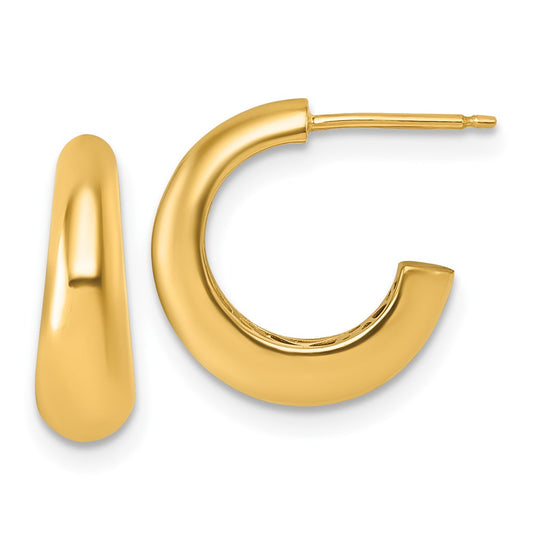 14K Yellow Gold Polished Hollow C-Hoop Post Earrings