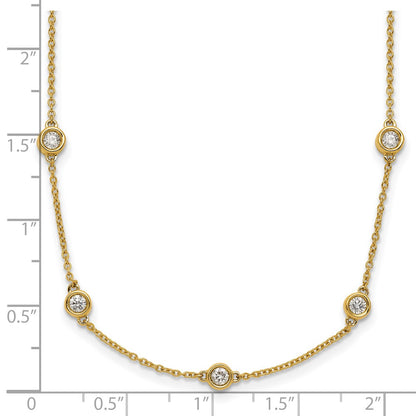 14K Yellow Gold Complete 1.3 carat Bezel-set Diamond and Cable Chain 20-Station 20 Inch Necklace