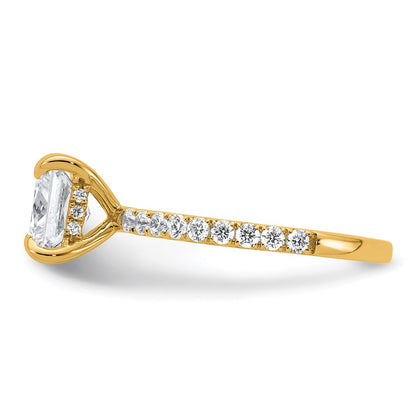 14K Yellow Gold 2 1/2 carat Certified Lab Grown Diamond VS/SI+ G+ Princess Complete Solitaire with Flair Engagement Ring