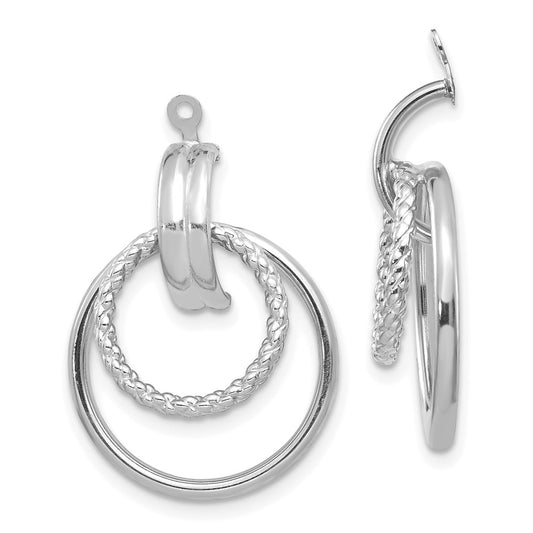 14K White Gold Polished and Twisted Fancy Doorknocker Earring Jackets