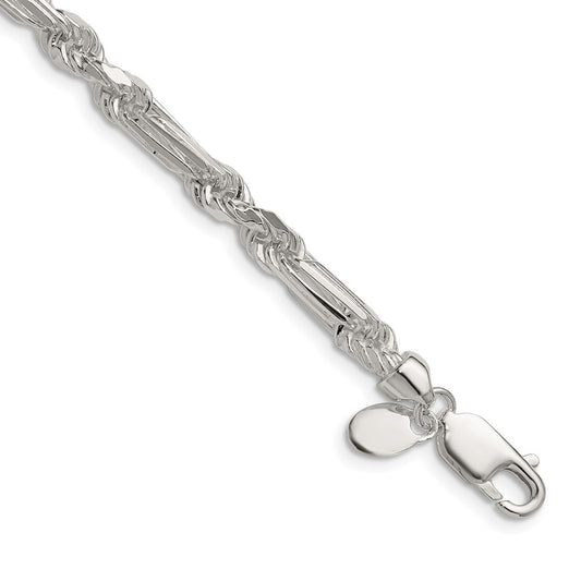Sterling Silver 4.75mm D/C Figarope 24 Inch Chain