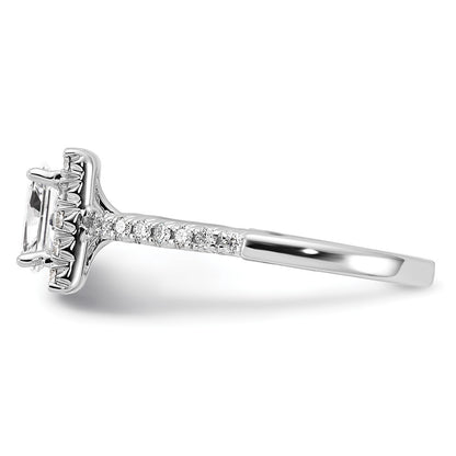 True Origin 14K White Gold 1/2 carat Lab Grown Diamond VS+ F+ Semi-Mount Princess Halo Engagement Ring