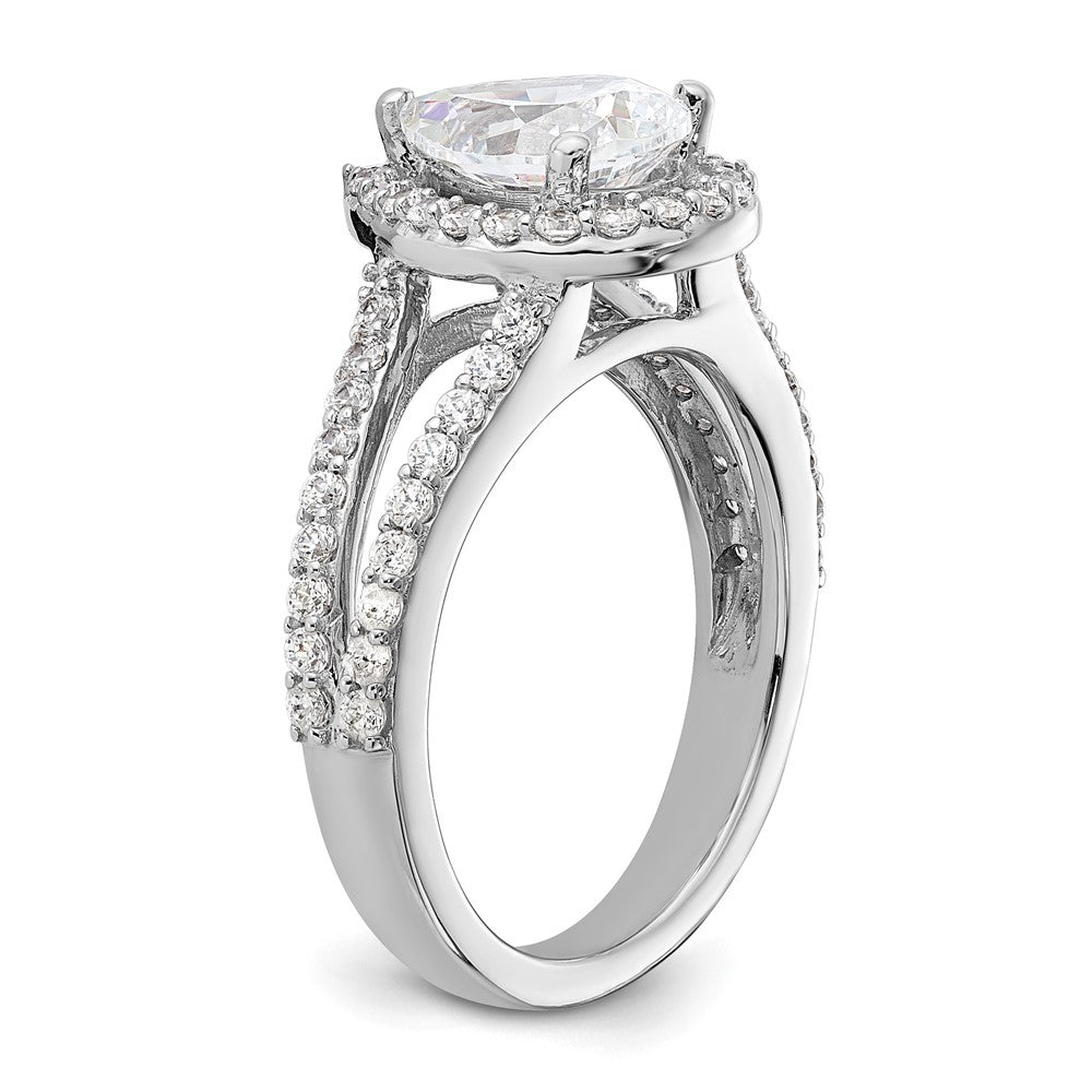 True Origin 14K White Gold 5/8 carat Lab Grown Diamond VS+ F+ Semi-Mount Pear Halo Engagement Ring