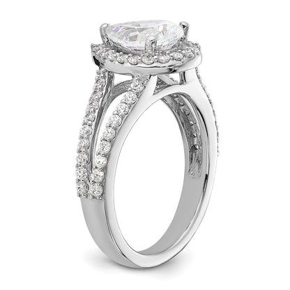 True Origin 14K White Gold 5/8 carat Lab Grown Diamond VS+ F+ Semi-Mount Pear Halo Engagement Ring