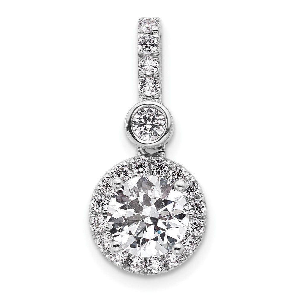 14K White Gold 2 carat Certified Lab Grown Diamond VS/SI+ G+ Round Complete Halo Pendant
