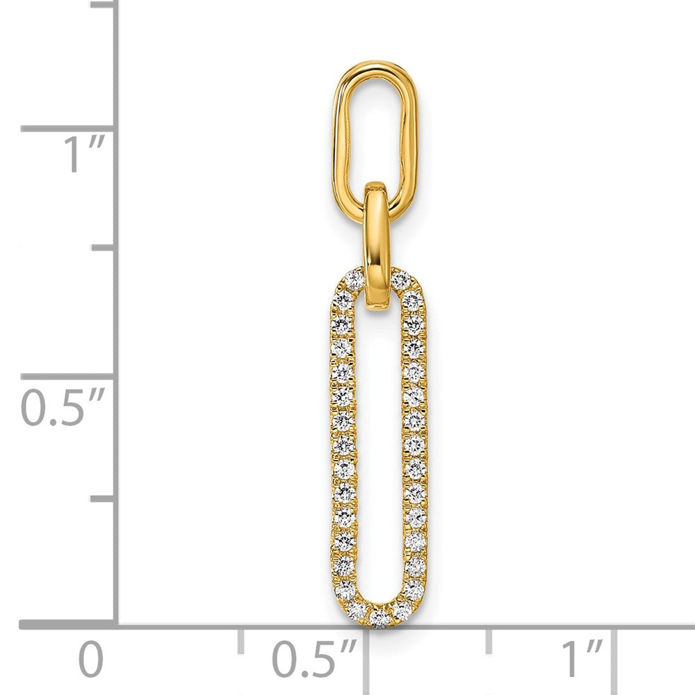 14K Yellow Gold Polished 1/6 carat Diamond Paperclip Link Pendant