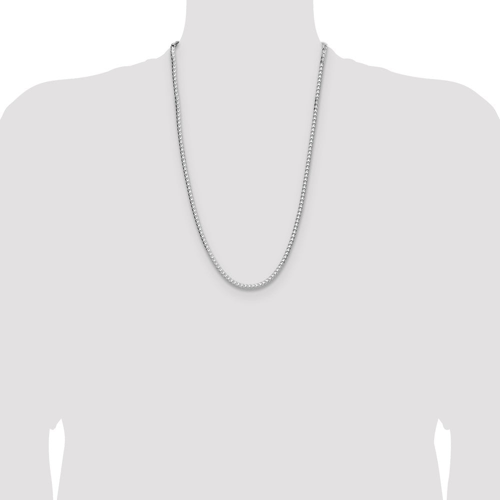 Sterling Silver Rhodium-plated 4.0mm D/C Square Franco 26 Inch Chain