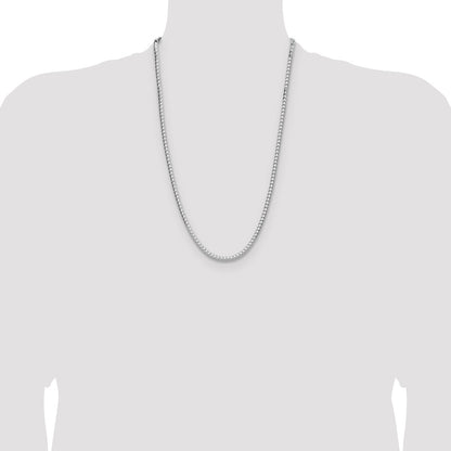 Sterling Silver Rhodium-plated 4.0mm D/C Square Franco 26 Inch Chain