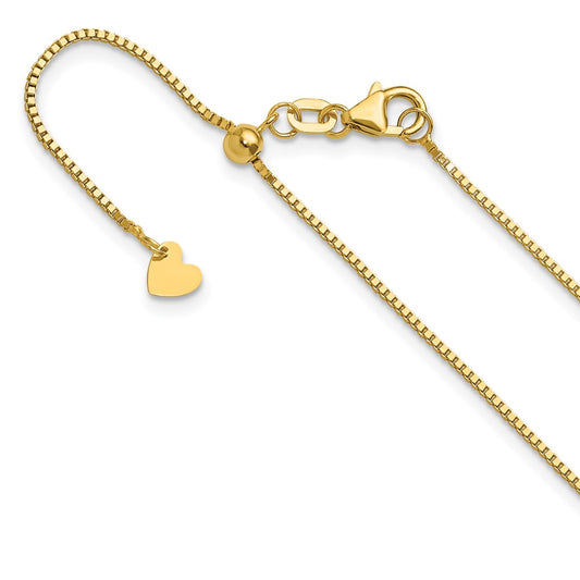 22 Inch 14K Yellow Gold Adjustable .9mm Box Chain Necklace