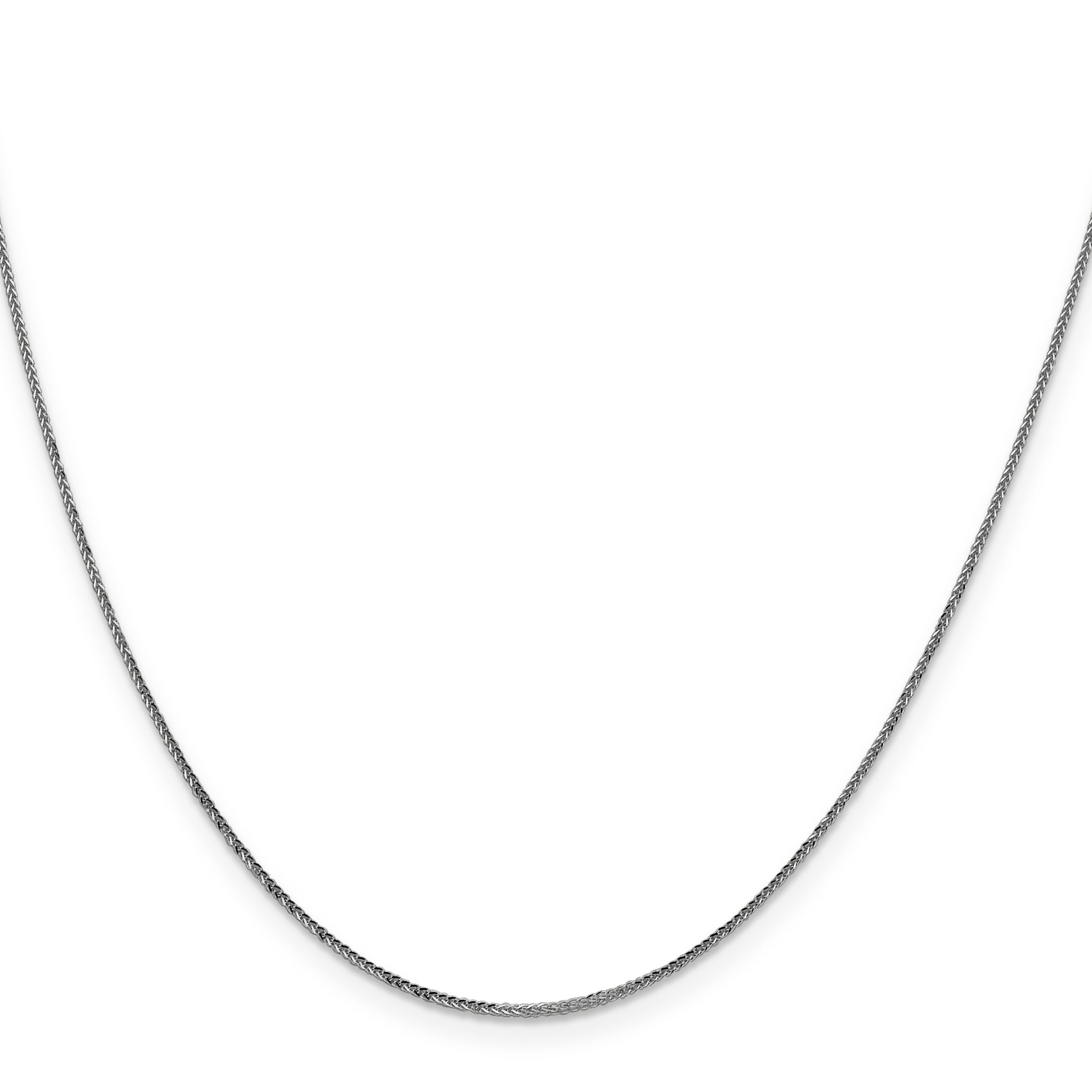 2 Inch 14K White Gold .8mm D/C Quadra Wheat Chain Necklace