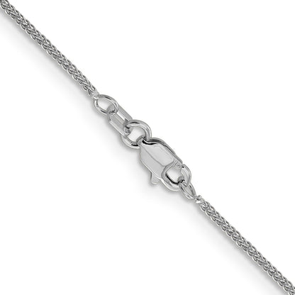 24 Inch 14K White Gold .8mm D/C Quadra Wheat Chain Necklace
