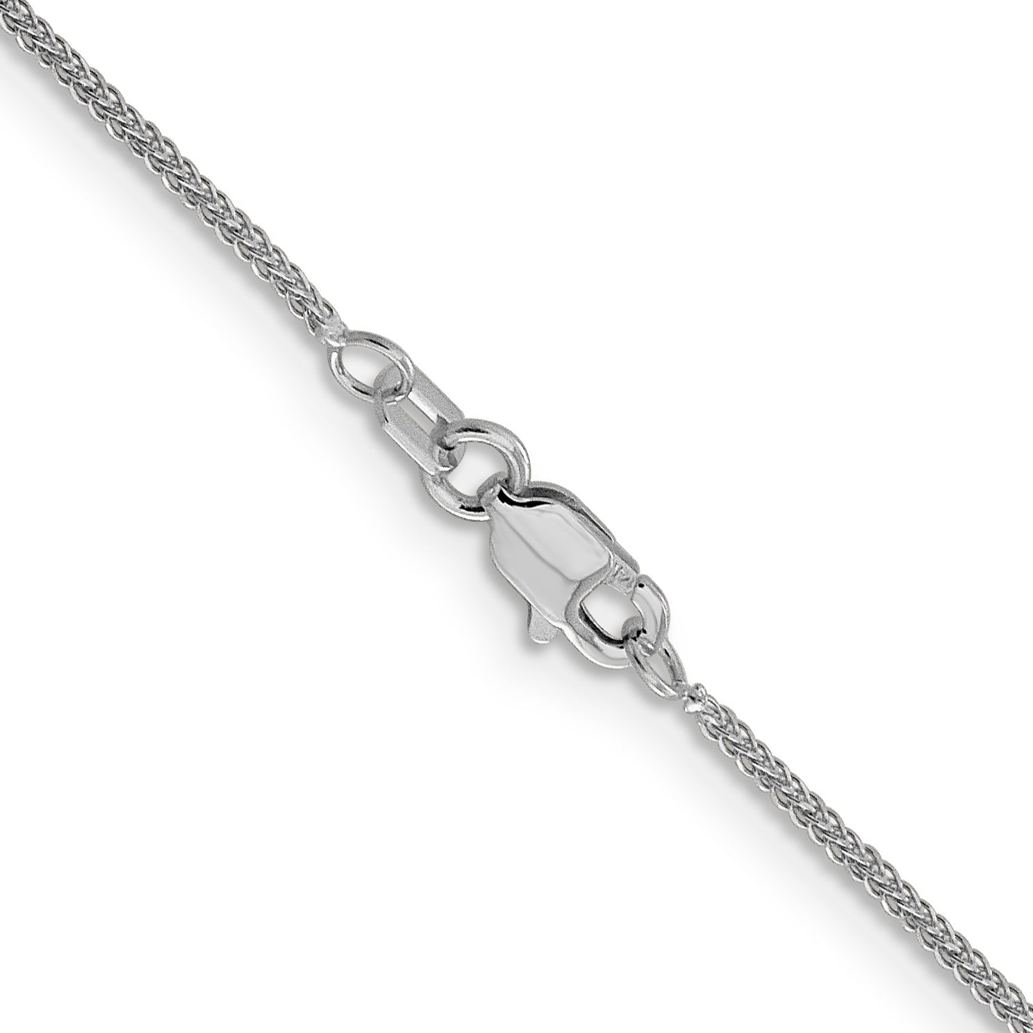 2 Inch 14K White Gold .8mm D/C Quadra Wheat Chain Necklace