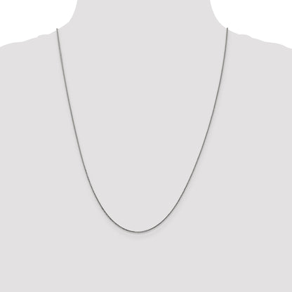 24 Inch 14K White Gold .8mm D/C Quadra Wheat Chain Necklace