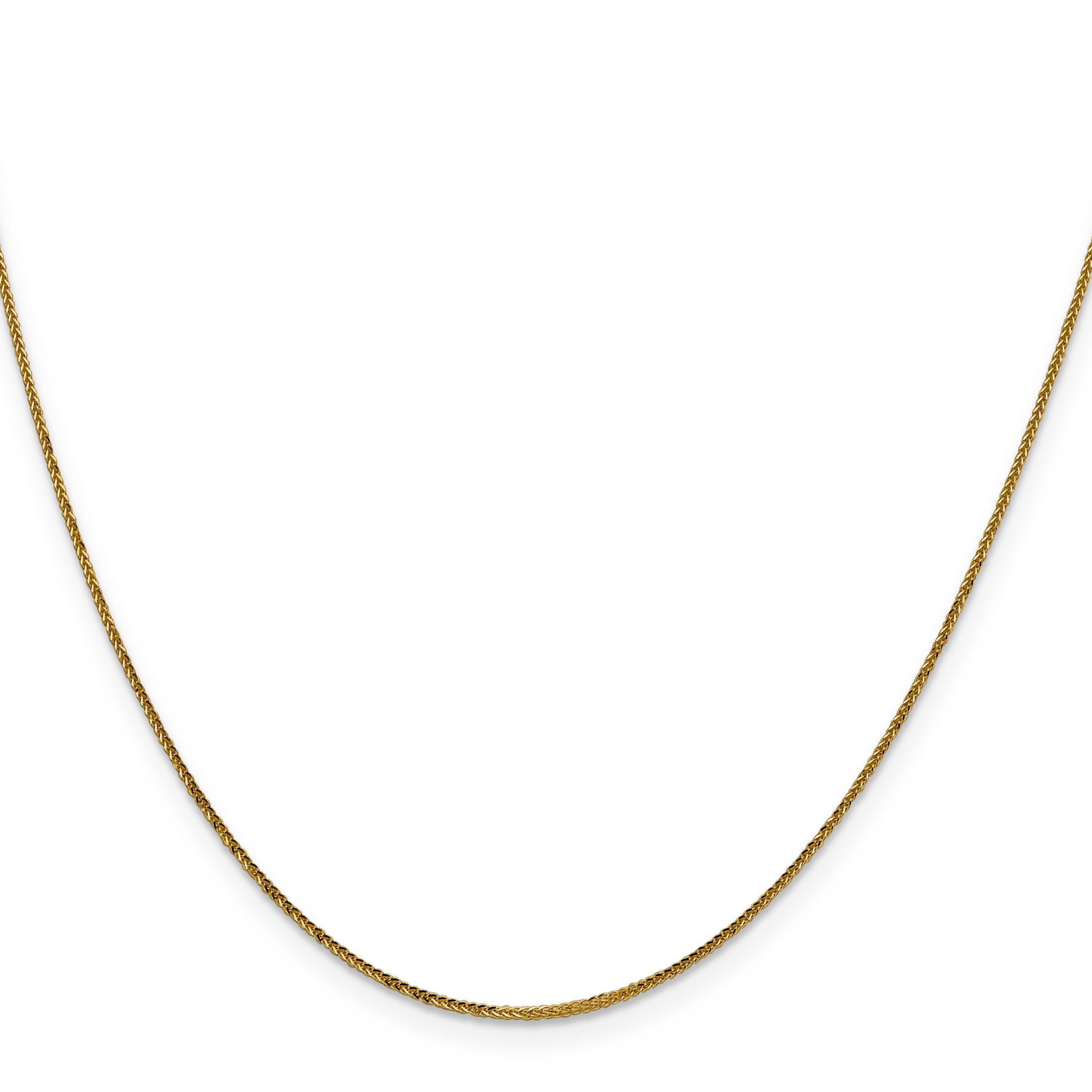 2 Inch 14K Yellow Gold .8mm D/C Quadra Wheat Chain Necklace