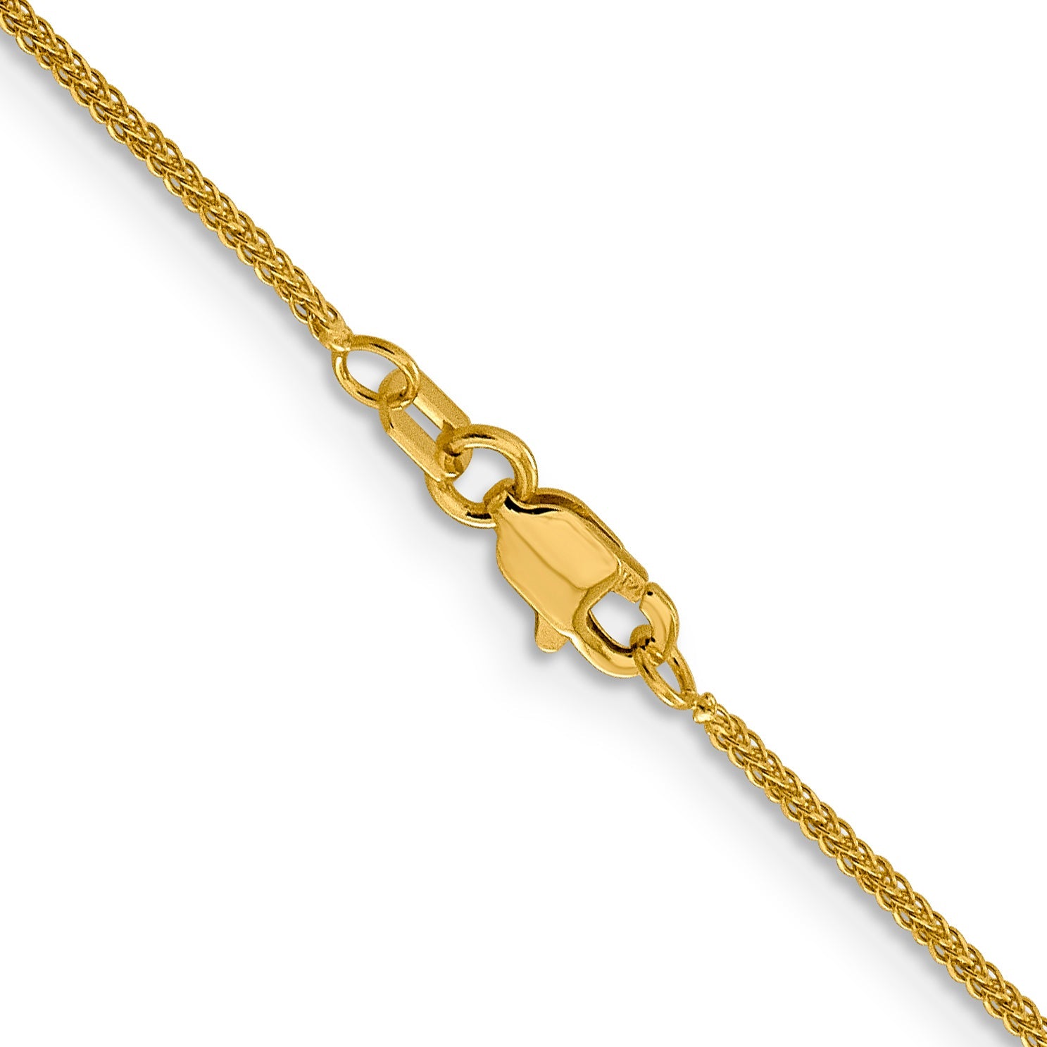 2 Inch 14K Yellow Gold .8mm D/C Quadra Wheat Chain Necklace