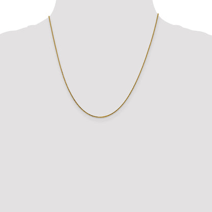 2 Inch 14K Yellow Gold .8mm D/C Quadra Wheat Chain Necklace