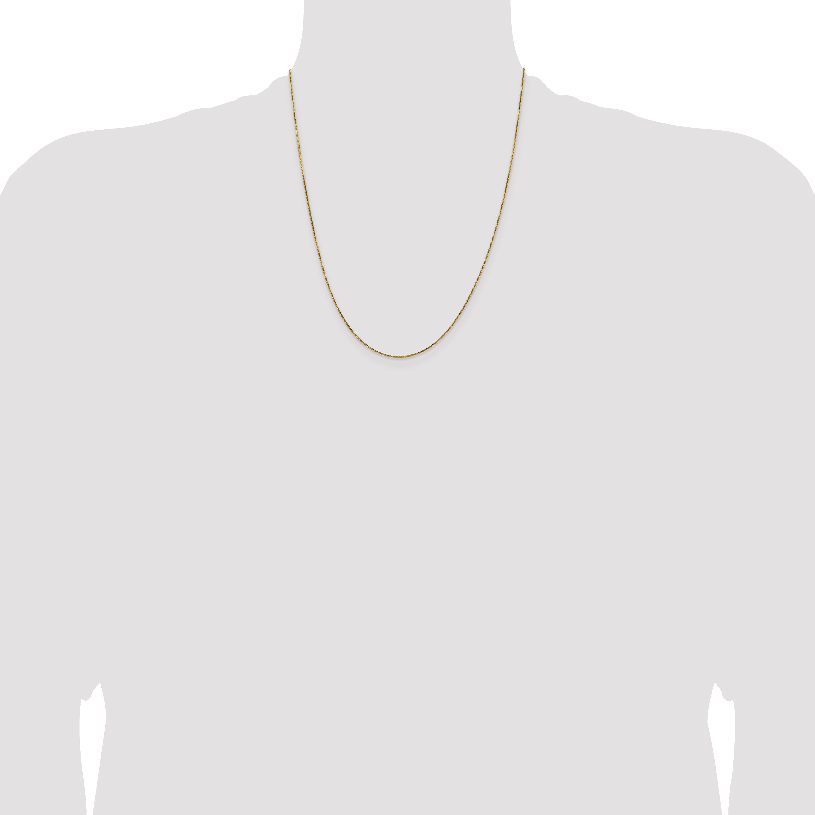 22 Inch 14K Yellow Gold .8mm D/C Quadra Wheat Chain Necklace