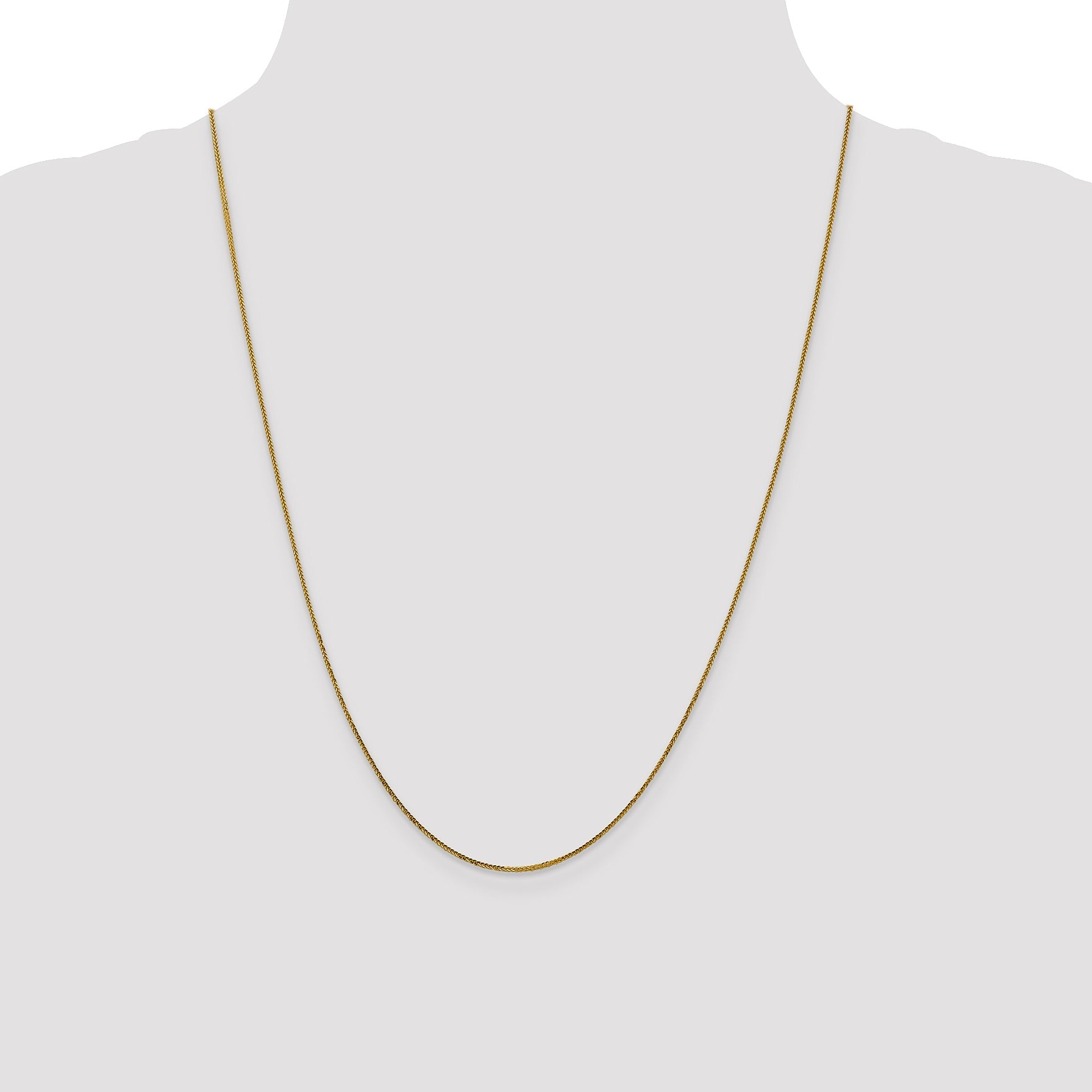 24 Inch 14K Yellow Gold .8mm D/C Quadra Wheat Chain Necklace