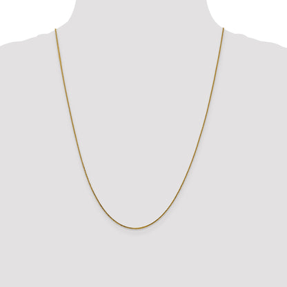 24 Inch 14K Yellow Gold .8mm D/C Quadra Wheat Chain Necklace