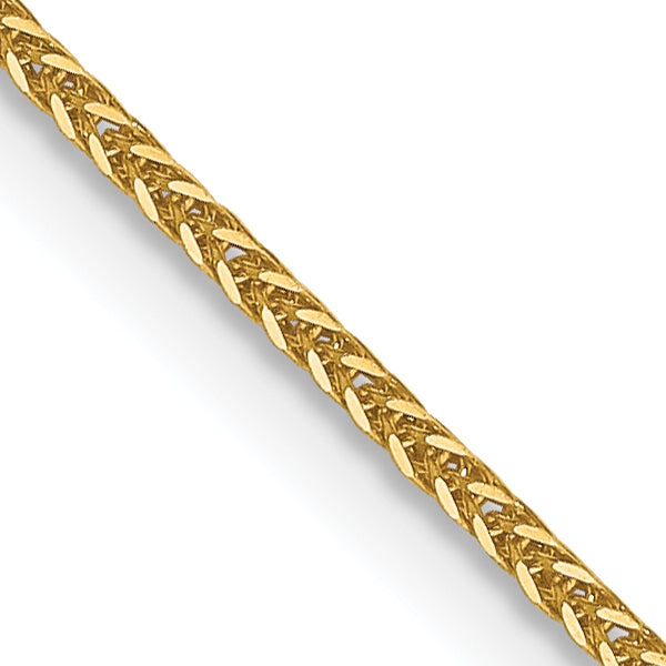 24 Inch 14K Yellow Gold .8mm D/C Quadra Wheat Chain Necklace