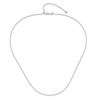 22 Inch 14K White Gold Adjustable 1mm Wheat Chain Necklace