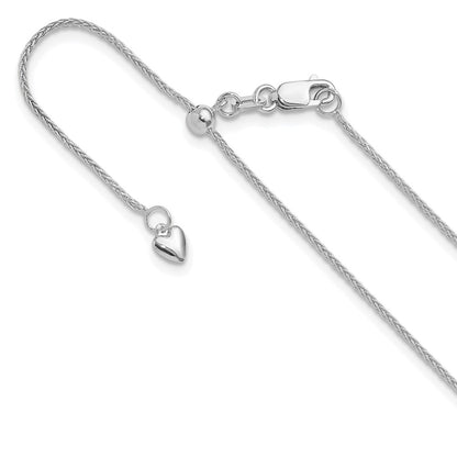 26 Inch 14K White Gold Adjustable 1mm Wheat Chain Necklace