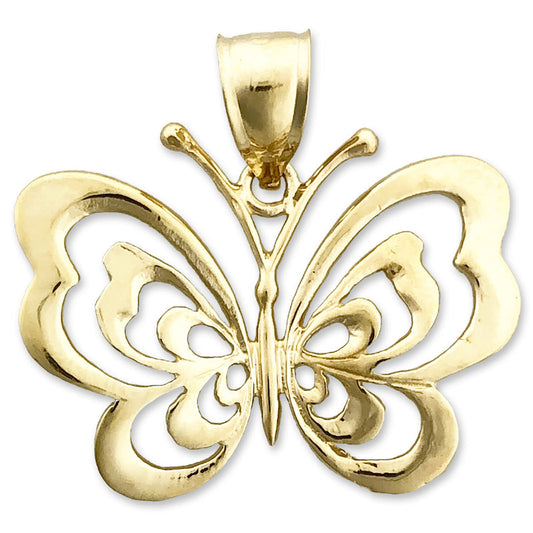 14K Gold 27MM Butterfly Pendant