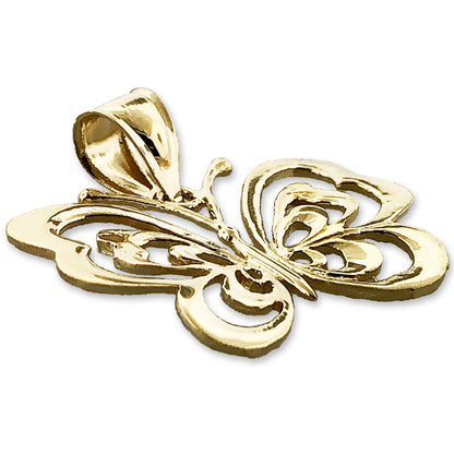 14K Gold 27MM Butterfly Pendant