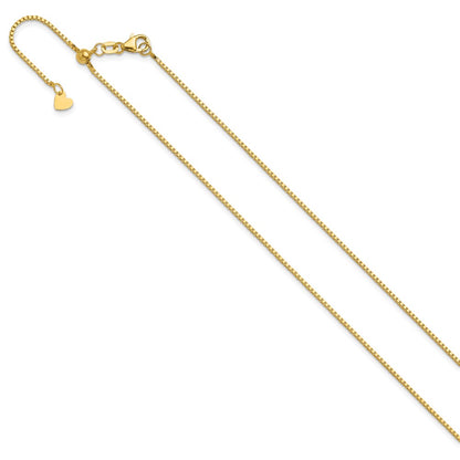 22 Inch 14K Yellow Gold Adjustable 1mm Box Chain Necklace