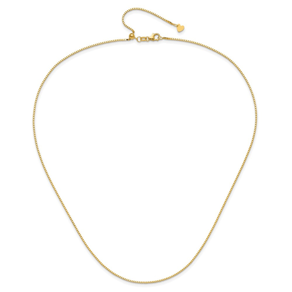 22 Inch 14K Yellow Gold Adjustable 1mm Box Chain Necklace