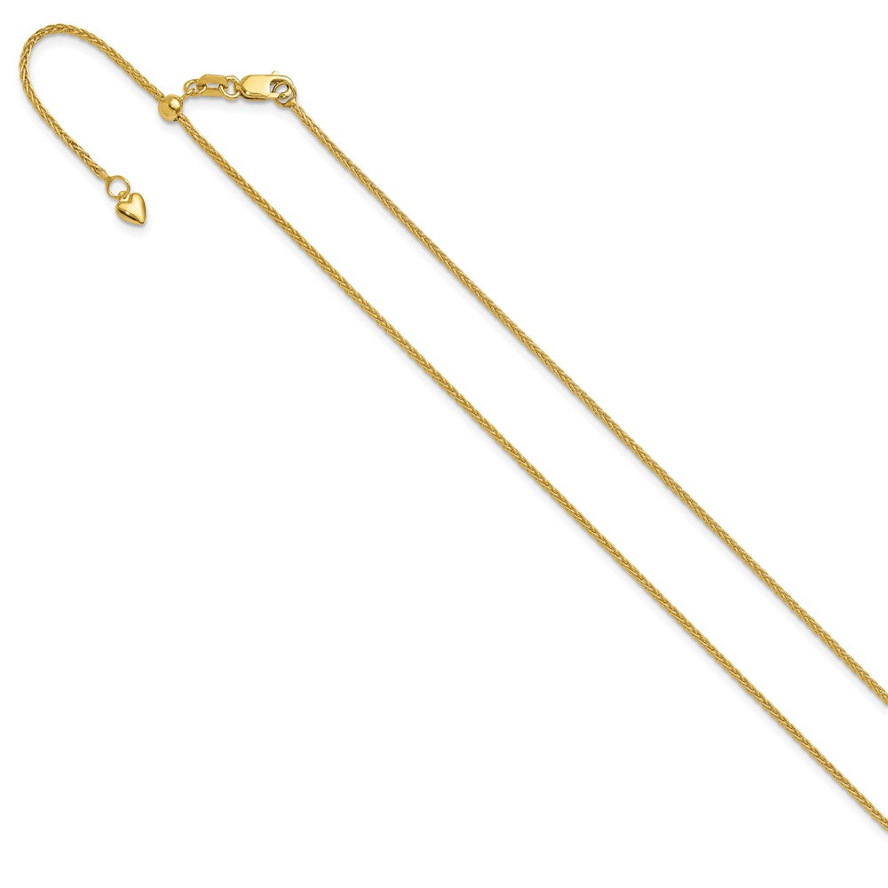 22 Inch 14K Yellow Gold Adjustable 1.4mm Wheat Chain Necklace