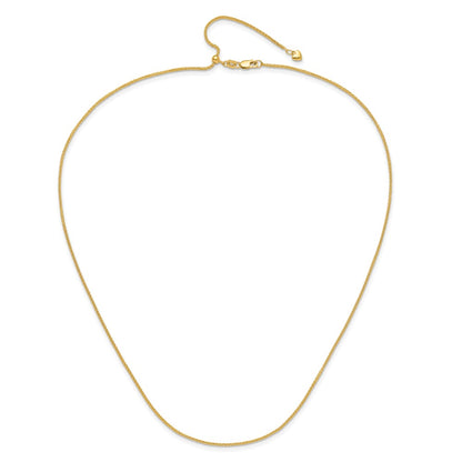 22 Inch 14K Yellow Gold Adjustable 1.4mm Wheat Chain Necklace