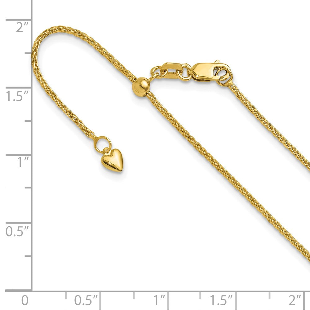 3 Inch 14K Yellow Gold Adjustable 1.4mm Wheat Chain Necklace