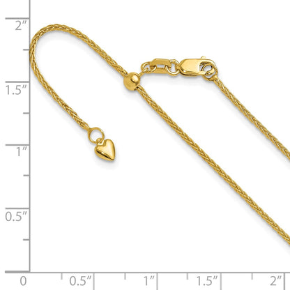 3 Inch 14K Yellow Gold Adjustable 1.4mm Wheat Chain Necklace