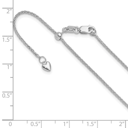 22 Inch 14K White Gold Adjustable 1.4mm Wheat Chain Necklace