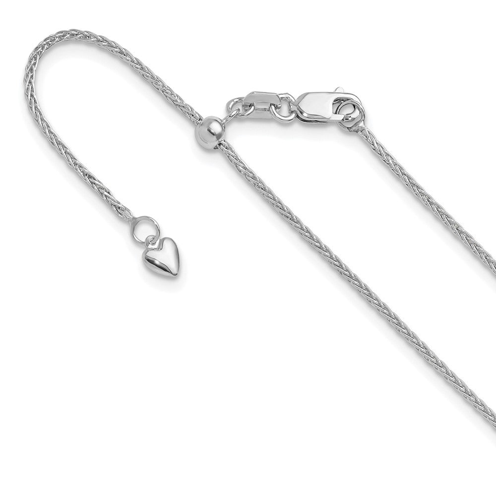 22 Inch 14K White Gold Adjustable 1.4mm Wheat Chain Necklace