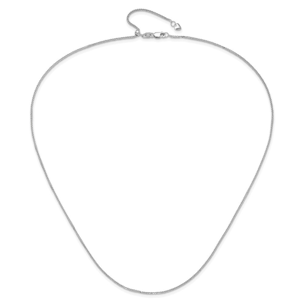 22 Inch 14K White Gold Adjustable 1mm Quadra Wheat Chain Necklace