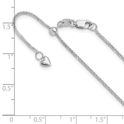 22 Inch 14K White Gold Adjustable 1mm Quadra Wheat Chain Necklace
