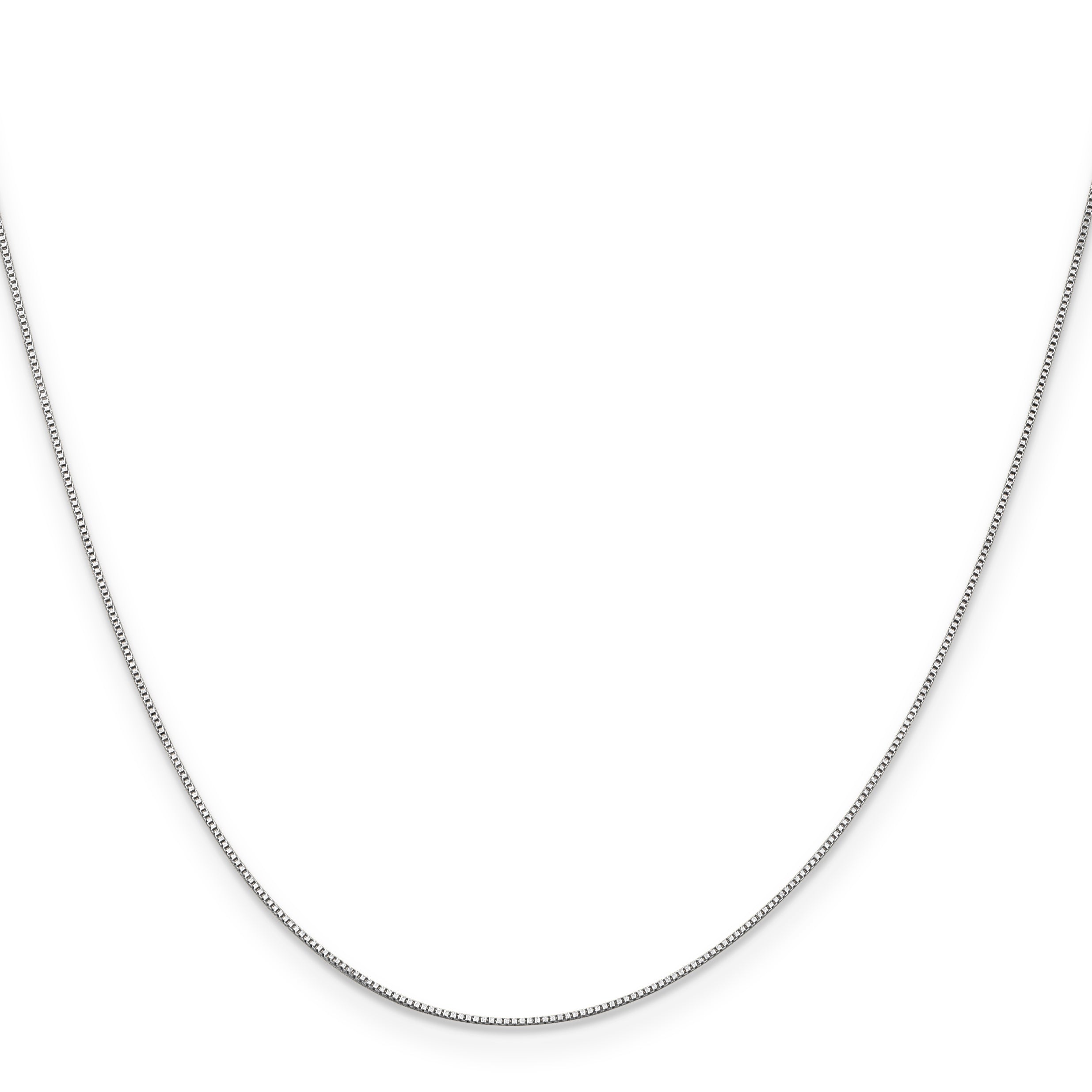 14K White Gold .5mm Baby Box With Lobster Clasp Chain Necklace