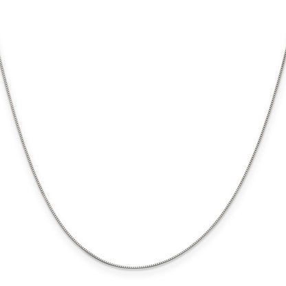 14K White Gold .5mm Baby Box With Lobster Clasp Chain Necklace