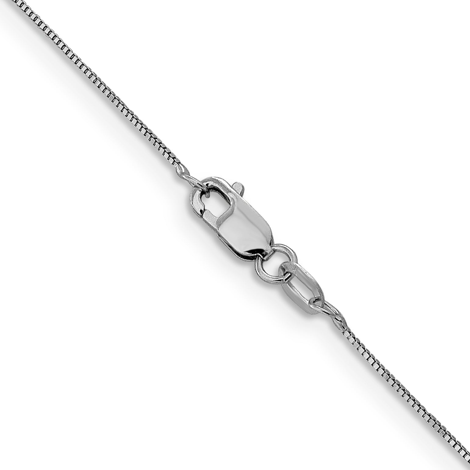 14K White Gold .5mm Baby Box With Lobster Clasp Chain Necklace