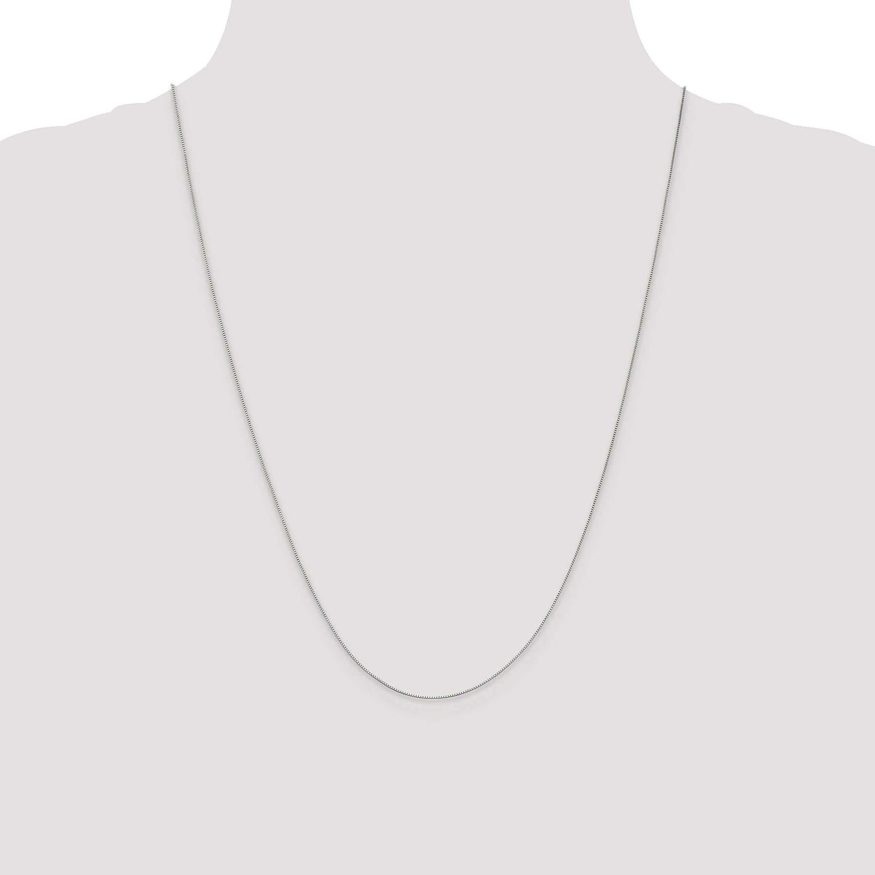 14K White Gold .5mm Baby Box With Lobster Clasp Chain Necklace